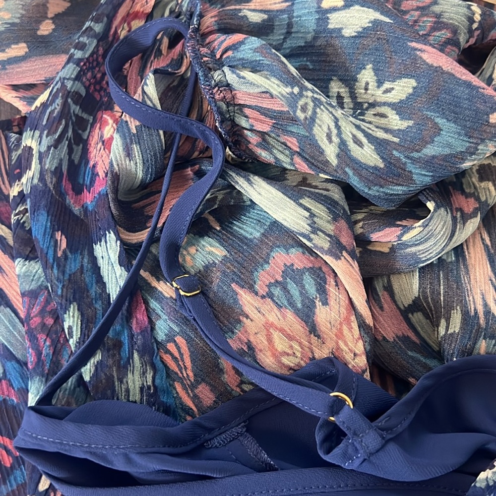 NWT Ramy Brook Exclusive Printed Marion Maxi Dress Blue Pink Pockets XS - Picture 8 of 12